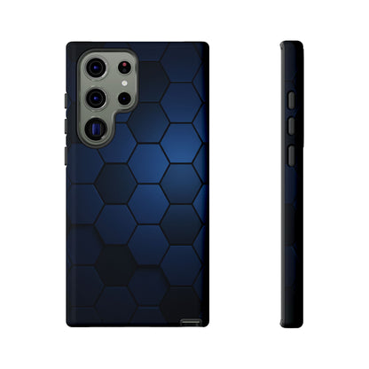 Blue Hexagon Gradient Phone Case | Honeycomb Geometric Tech Aesthetic | Minimalist Tough Case for iPhone & Samsung