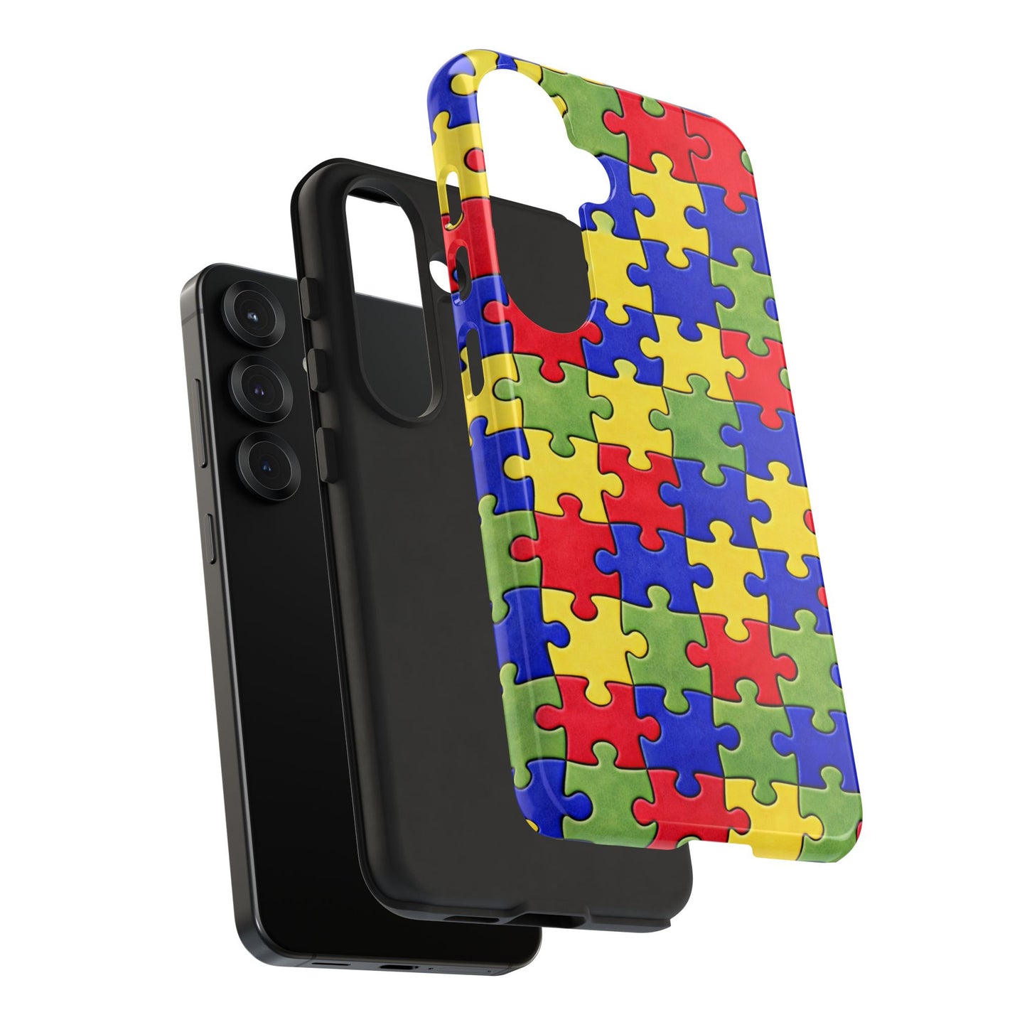 Colorful Puzzle Phone Case, Autism Awareness Jigsaw Design, Tough Protective Case, iPhone & Samsung Case, Vibrant Puzzle Pattern