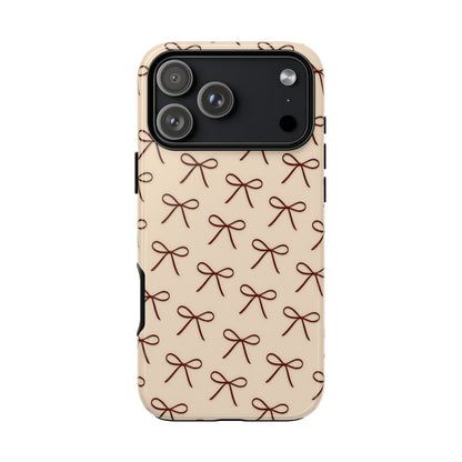Coquette Bow Phone Case | Neutral Beige Aesthetic iPhone & Samsung Tough Case