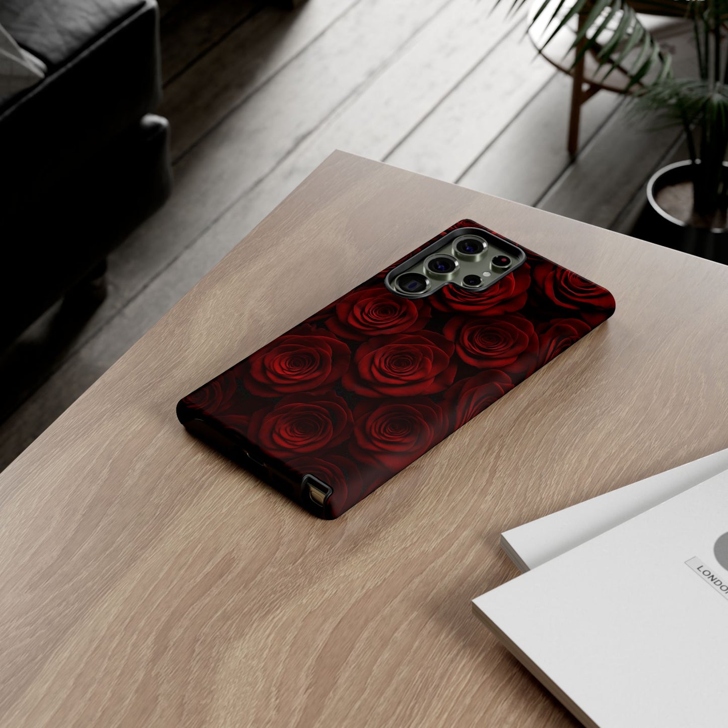 Dark Red Rose Phone Case – Gothic Floral Tough Case (iPhone, Samsung, Pixel)