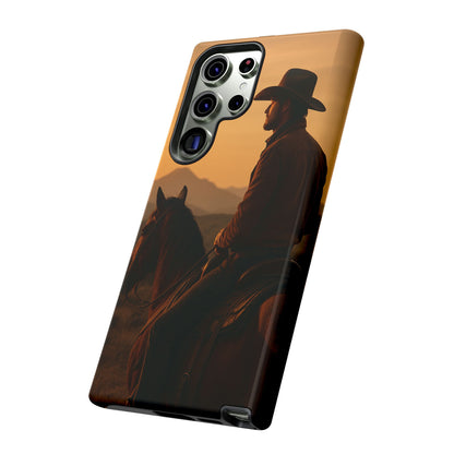 Western Cowboy Sunset Phone Case | Horse Rider Desert Aesthetic Tough Protective Case