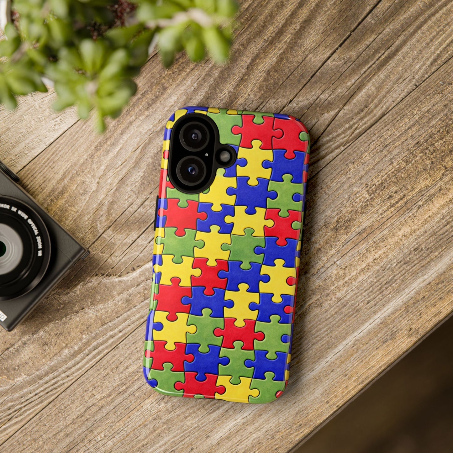 Colorful Puzzle Phone Case, Autism Awareness Jigsaw Design, Tough Protective Case, iPhone & Samsung Case, Vibrant Puzzle Pattern