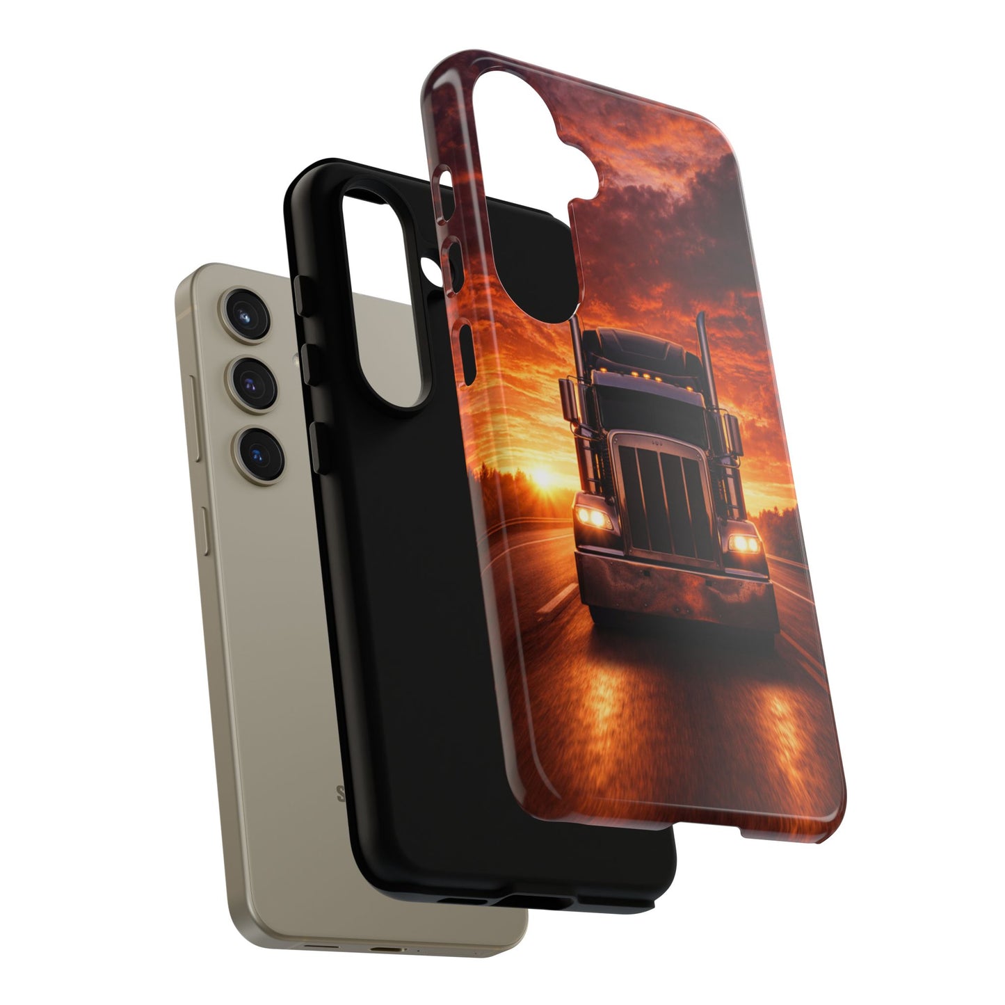 Big Rig Truck Phone Case Sunset Highway Semi Truck iPhone Samsung Cover