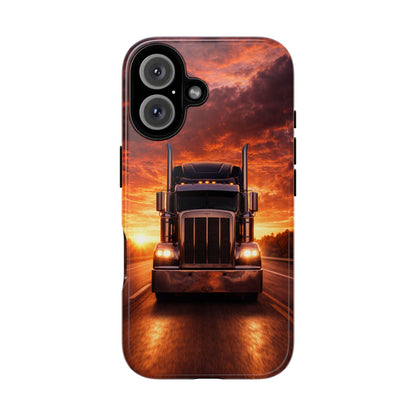 Big Rig Truck Phone Case Sunset Highway Semi Truck iPhone Samsung Cover