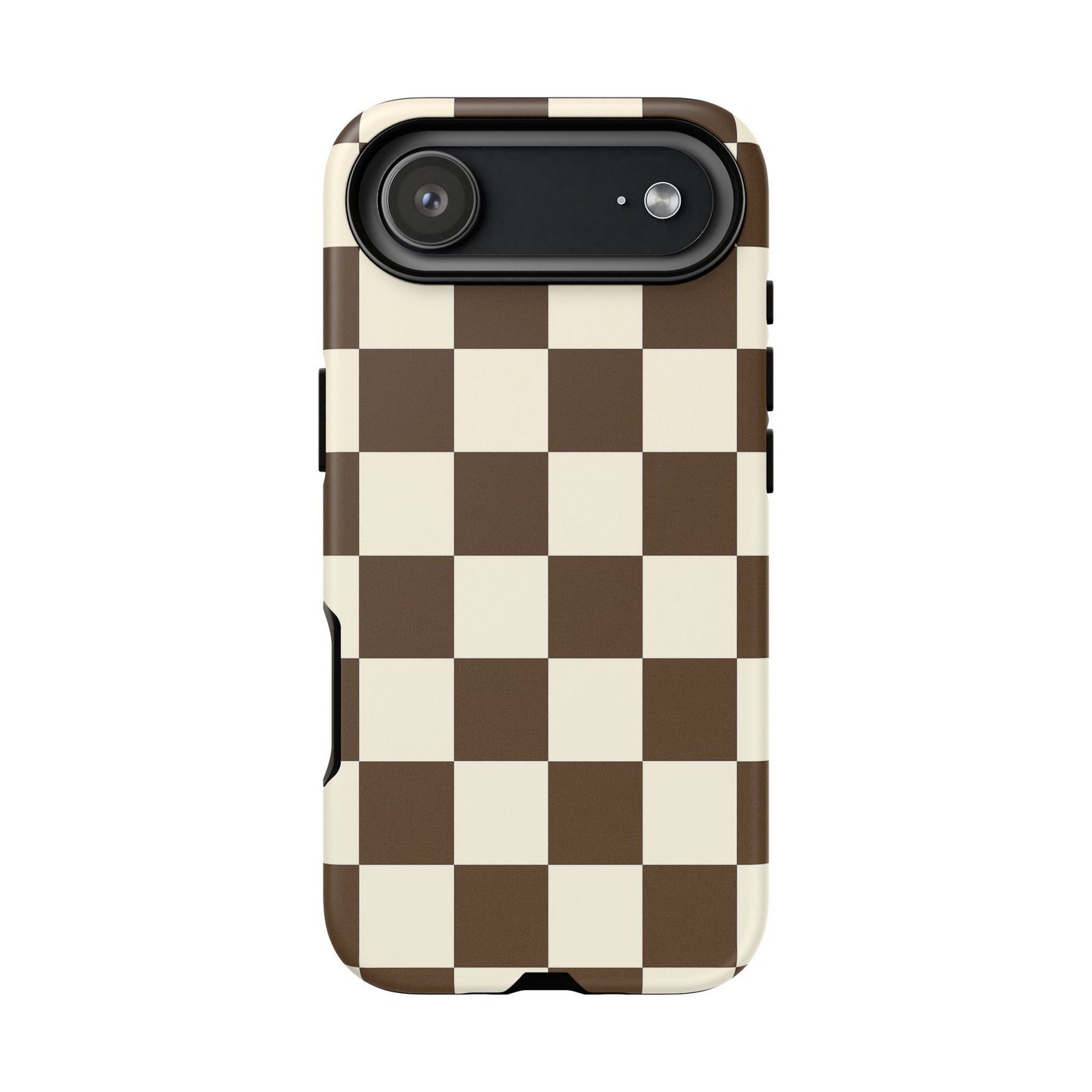 Mocha Checkerboard Phone Case | Neutral Aesthetic Tough Case