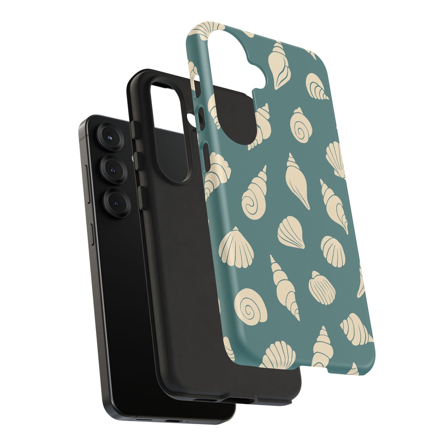Seashell Pattern Phone Case | Teal Coastal Shells Tough Case for Iphone, Samsung Galaxy and Pixel