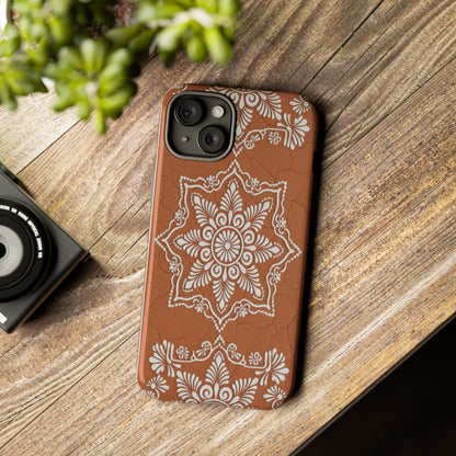 Talavera Terracotta Phone Case | Mexican Floral Pattern iPhone & Samsung Tough Case | Boho Clay Aesthetic Cover