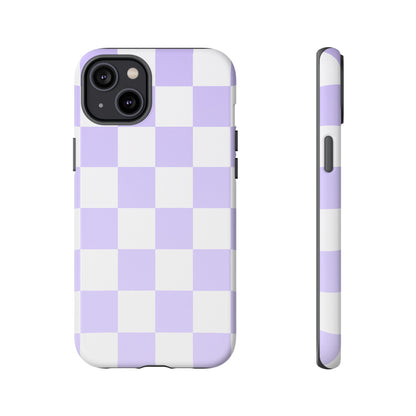 Lavender Checkerboard Phone Case | Pastel Aesthetic Checkered iPhone & Samsung Tough Case