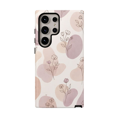 Blush Floral Phone Case Neutral Botanical Watercolor Tough Cover