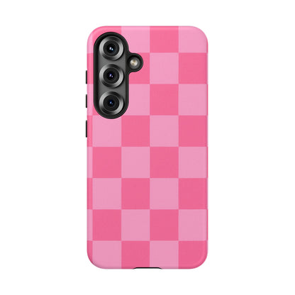 Pink Checkerboard Phone Case | Cute Aesthetic Checkered iPhone & Samsung Tough Case