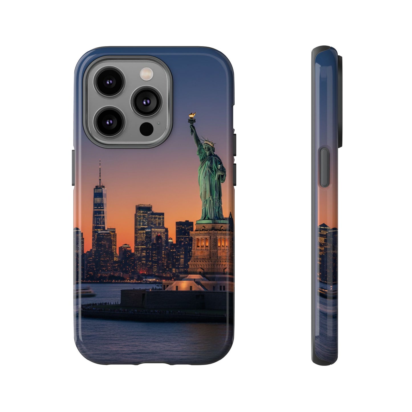 Statue of Liberty Sunset Phone Case – New York City Skyline Travel Aesthetic Tough Case