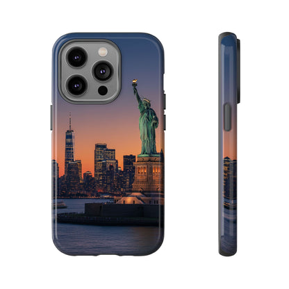 Statue of Liberty Sunset Phone Case – New York City Skyline Travel Aesthetic Tough Case