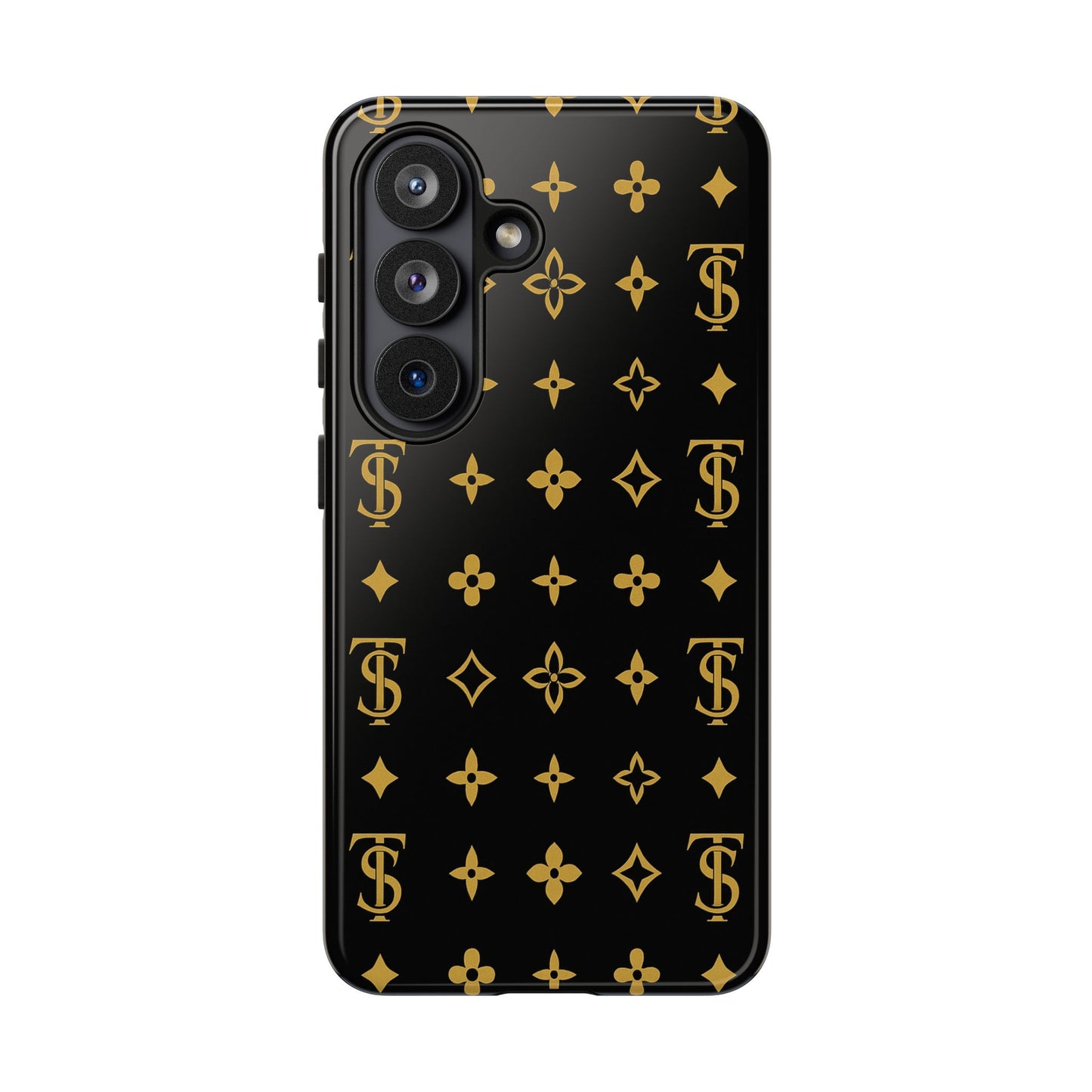 Gold Monogram Pattern Tough Phone Case | Black & Gold Luxury Design for Iphone, Samsung Galaxy and Pixel