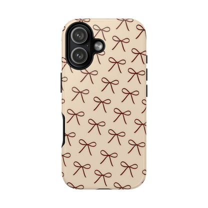 Coquette Bow Phone Case | Neutral Beige Aesthetic iPhone & Samsung Tough Case