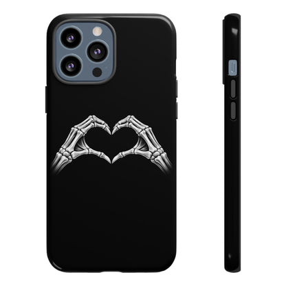 Skeleton Hands Heart Phone Case | Gothic Black Protective Cover