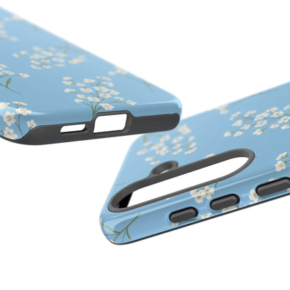 Baby’s Breath Floral Phone Case – Blue Minimal Flower Aesthetic Tough Case