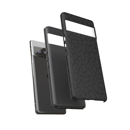 Black Leopard Phone Case | Black on Black Leopard Print Tough iPhone & Samsung Case | Matte or Glossy Protective Cover