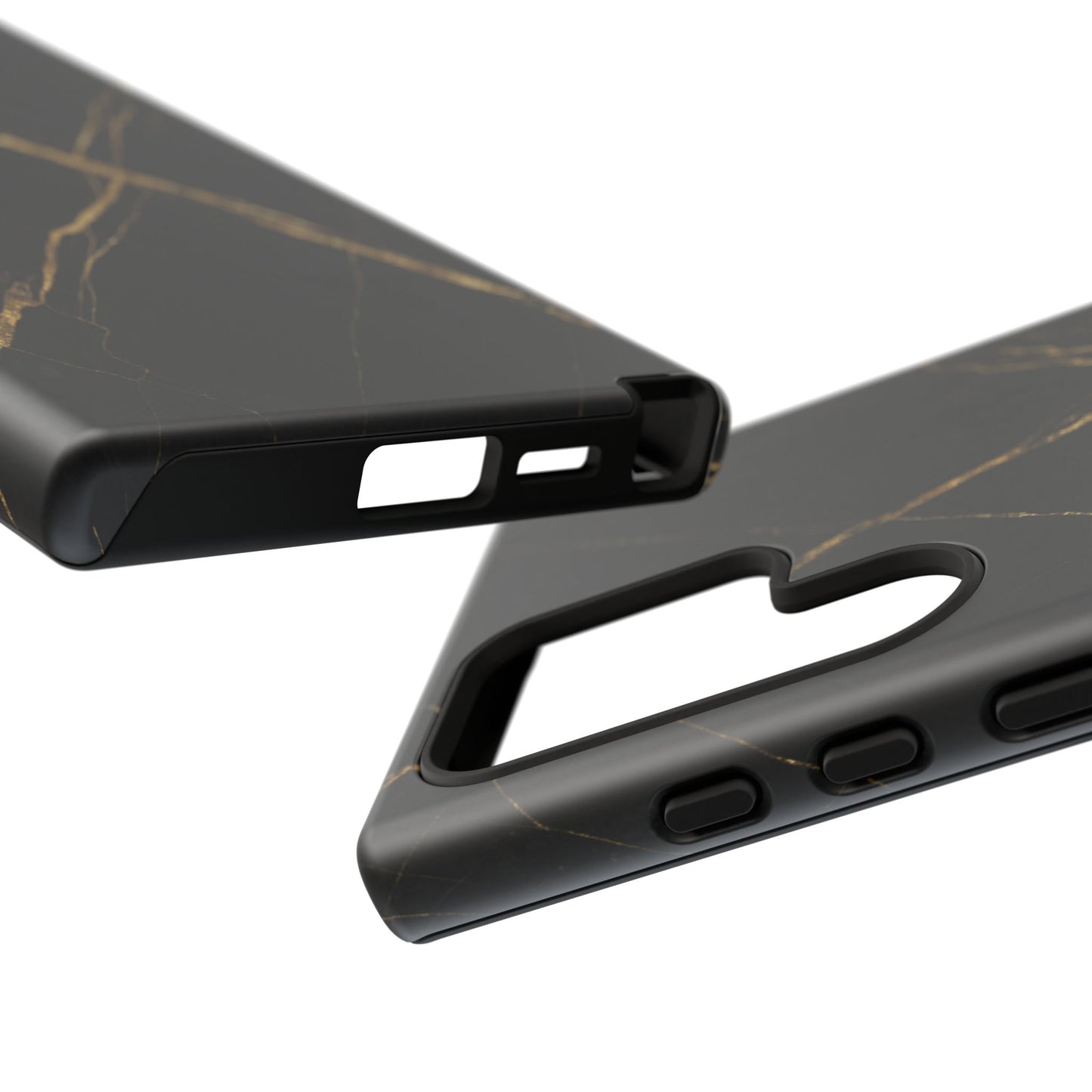 Black Marble Phone Case with Gold Veins – Luxury Minimal Aesthetic Tough Case