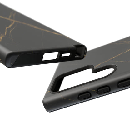 Black Marble Phone Case with Gold Veins – Luxury Minimal Aesthetic Tough Case