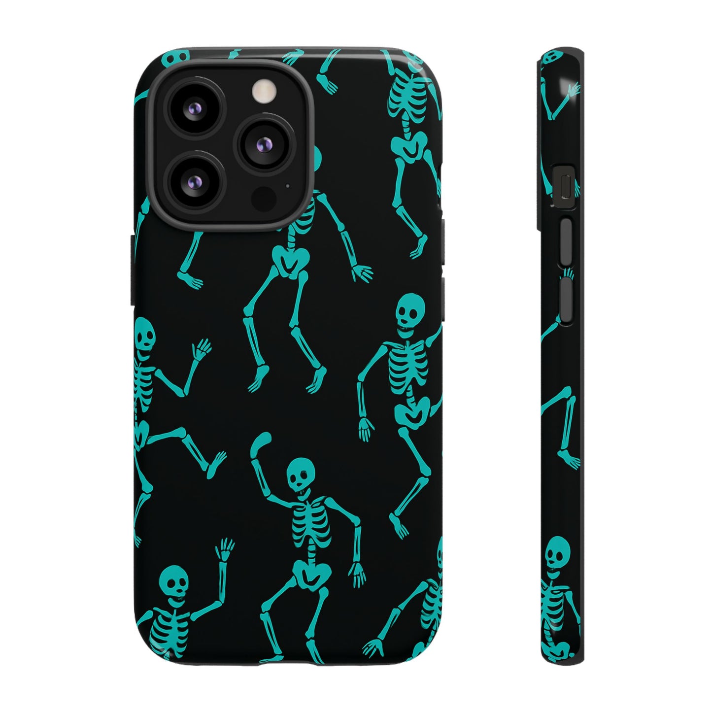 Dancing Teal Skeletons Phone Case | Tough Protective Case for Iphone, Samsung Galaxy and Pixel