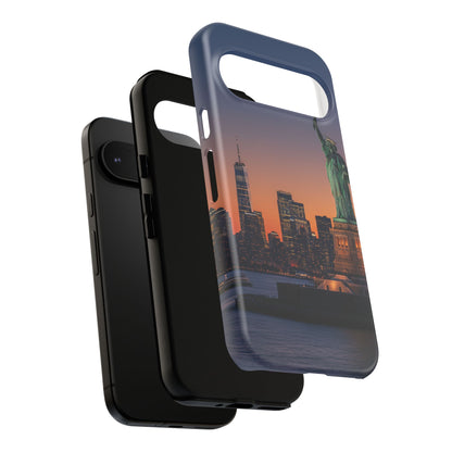 Statue of Liberty Sunset Phone Case – New York City Skyline Travel Aesthetic Tough Case