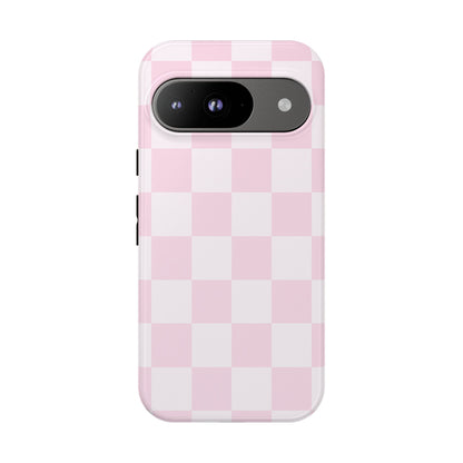 Pink Checkerboard Phone Case | Aesthetic Tough Protective Case