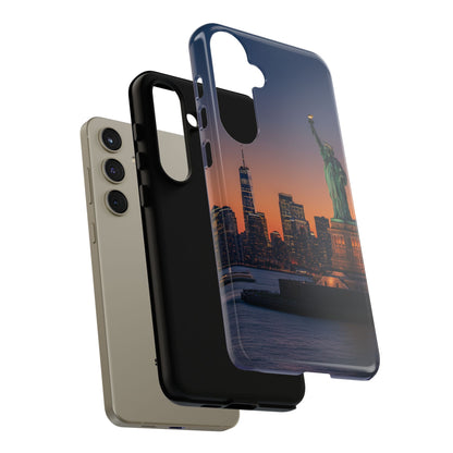 Statue of Liberty Sunset Phone Case – New York City Skyline Travel Aesthetic Tough Case