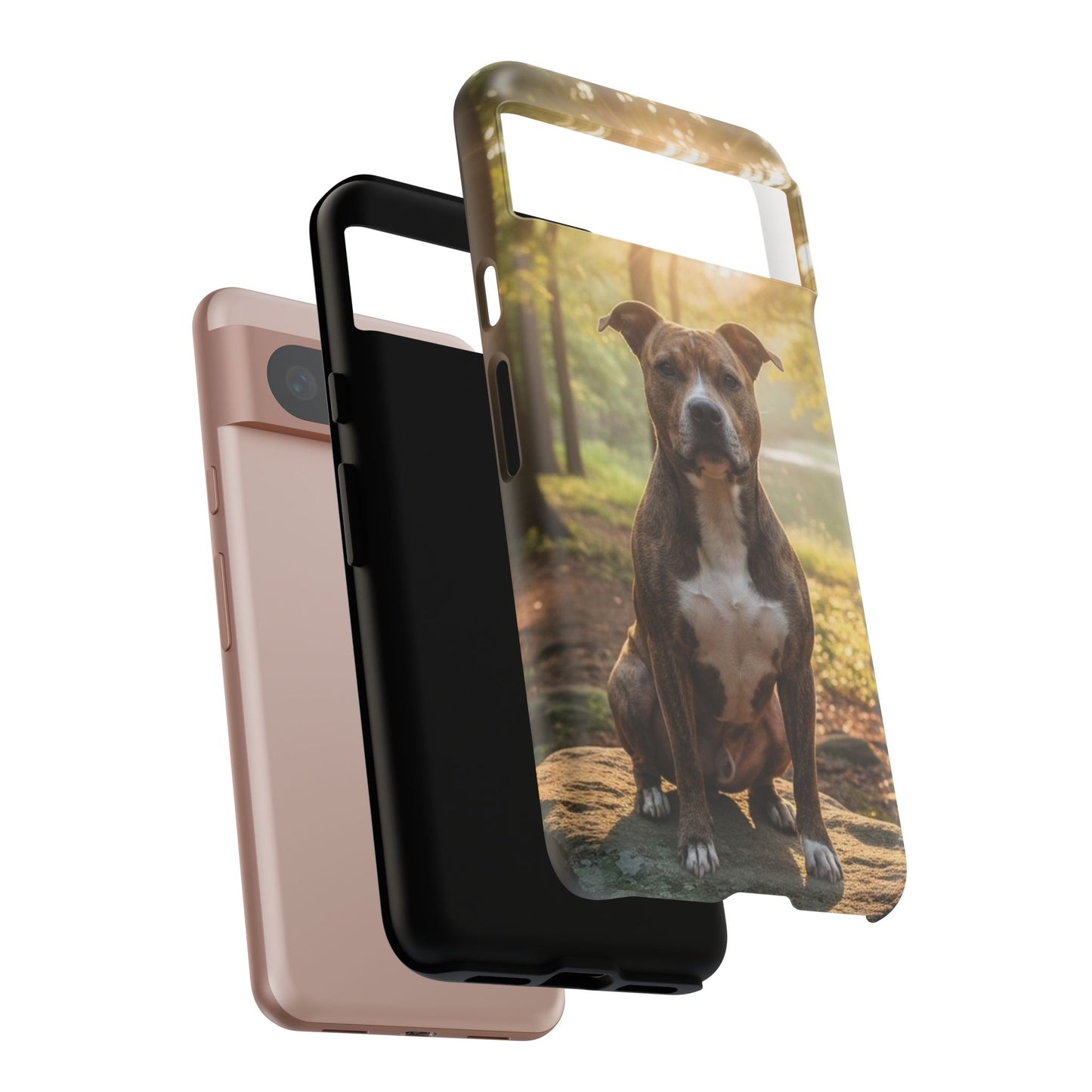 Pitbull Portrait Phone Case | Dog Lover Tough Case, Sunset Forest