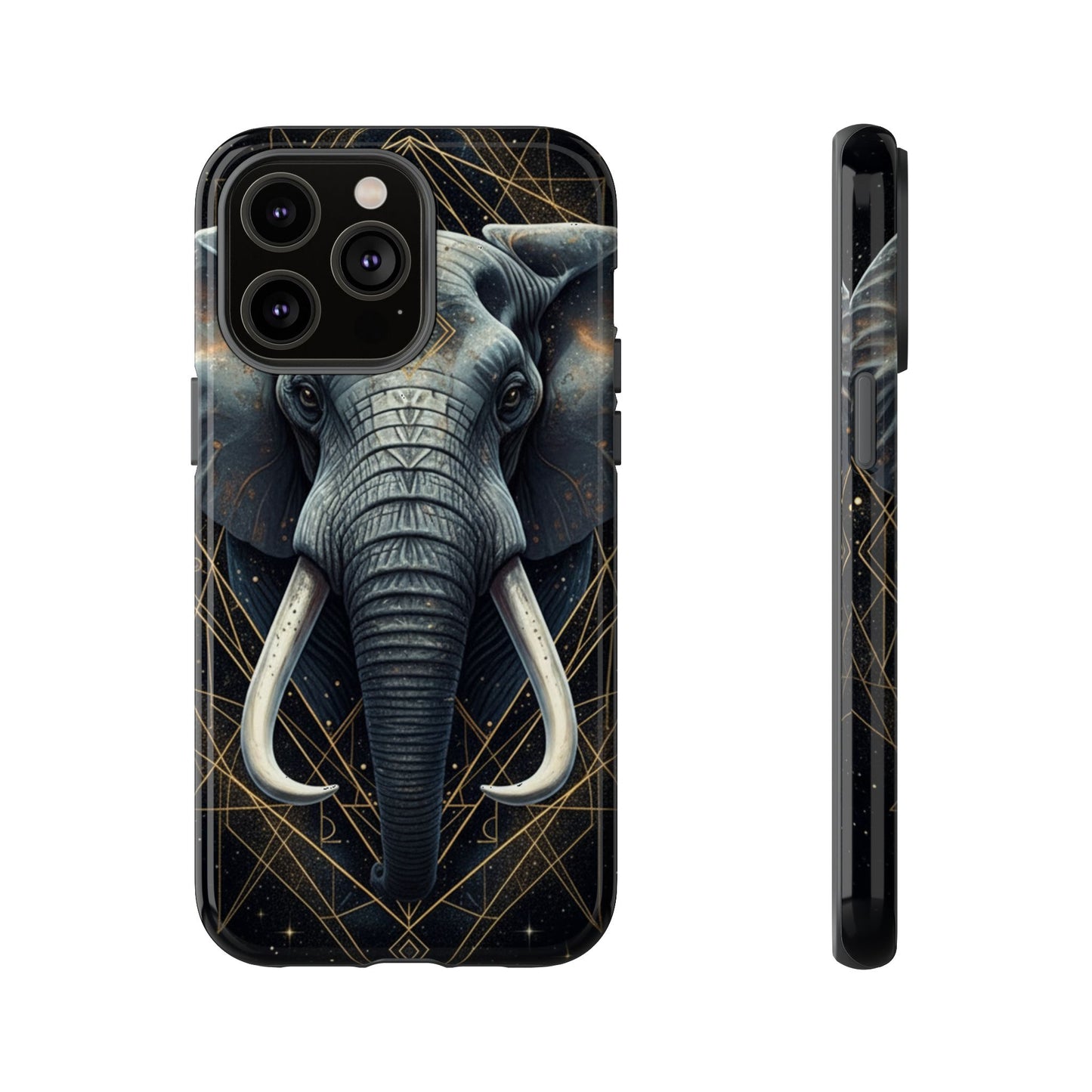 Elephant Mandala Phone Case – Black and Gold Spiritual Elephant Tough Protective Case