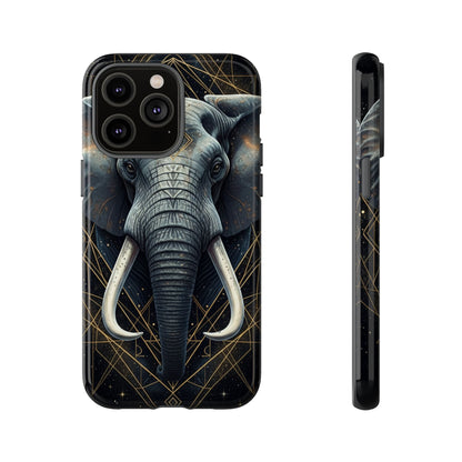 Elephant Mandala Phone Case – Black and Gold Spiritual Elephant Tough Protective Case