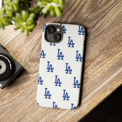 Blue LA Monogram Pattern Phone Case | Minimal Baseball Inspired Tough Cover