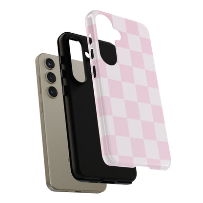 Light Pink Checkerboard Phone Case | Pastel Aesthetic Checkered iPhone & Samsung Tough Case