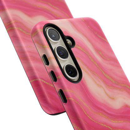 Pink Marble Phone Case | Rose Gold Swirl Aesthetic Tough Protective Case
