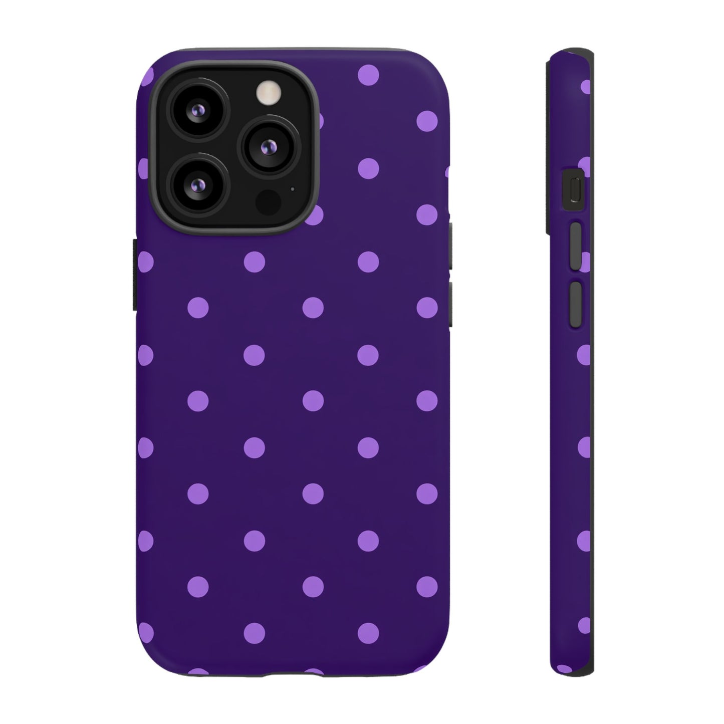 Purple Polka Dot Tough Phone Case – Cute Stylish Durable Protective Cover for Iphone, Samsung Galaxy and Pixel