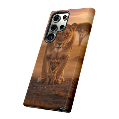 Lioness & Cub Phone Case | Safari Wildlife Tough Case for iPhone & Samsung