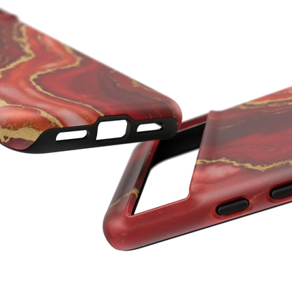 Red Agate Marble Phone Case with Gold Veins – Luxury Tough iPhone & Samsung Case