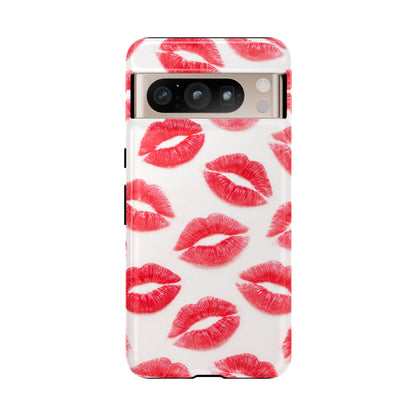 Red Lipstick Kiss Phone Case – Sexy Lip Print Pattern Tough Protective Cover