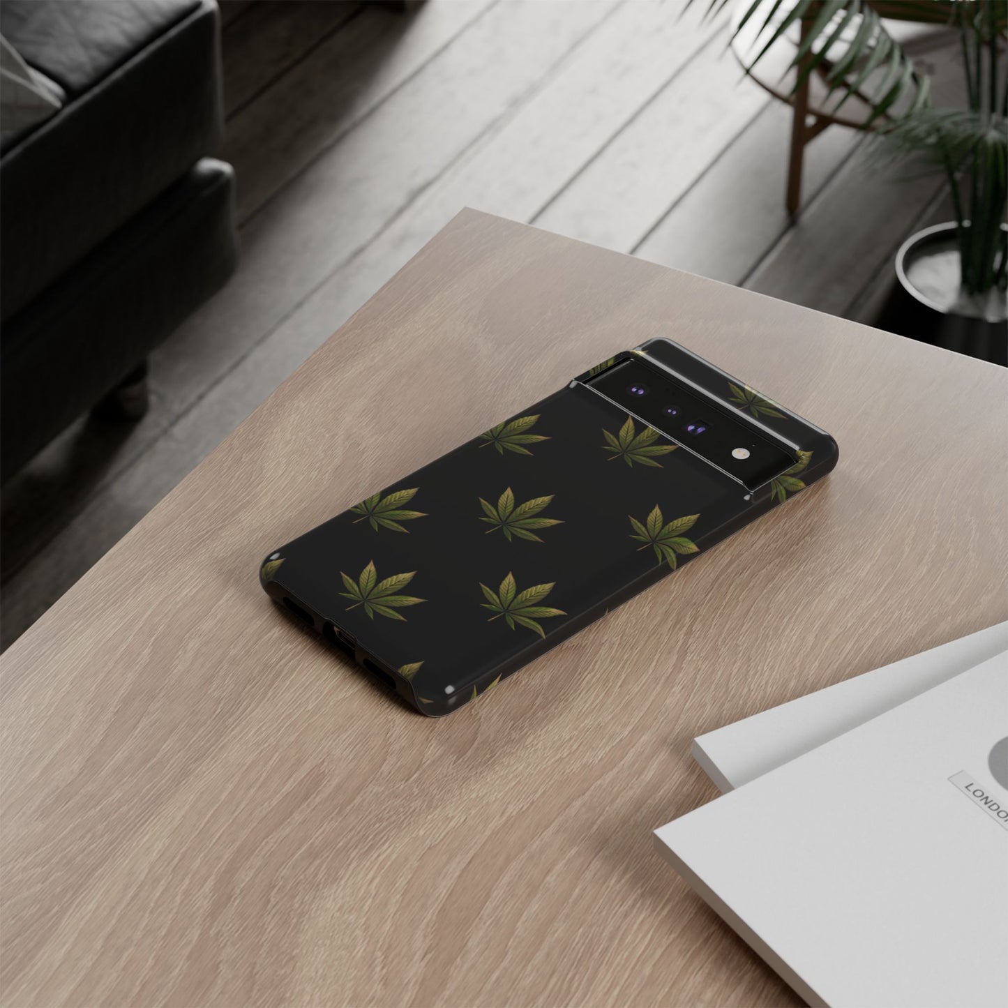 Cannabis Leaf Phone Case Green Weed Leaf Pattern Tough Protective Cover