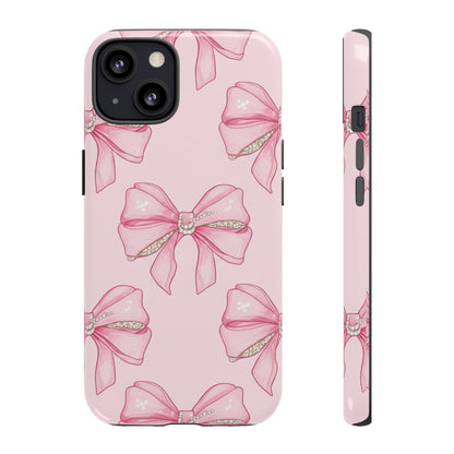 Pink Bow Pattern Phone Case | Coquette Aesthetic Tough Protective Case