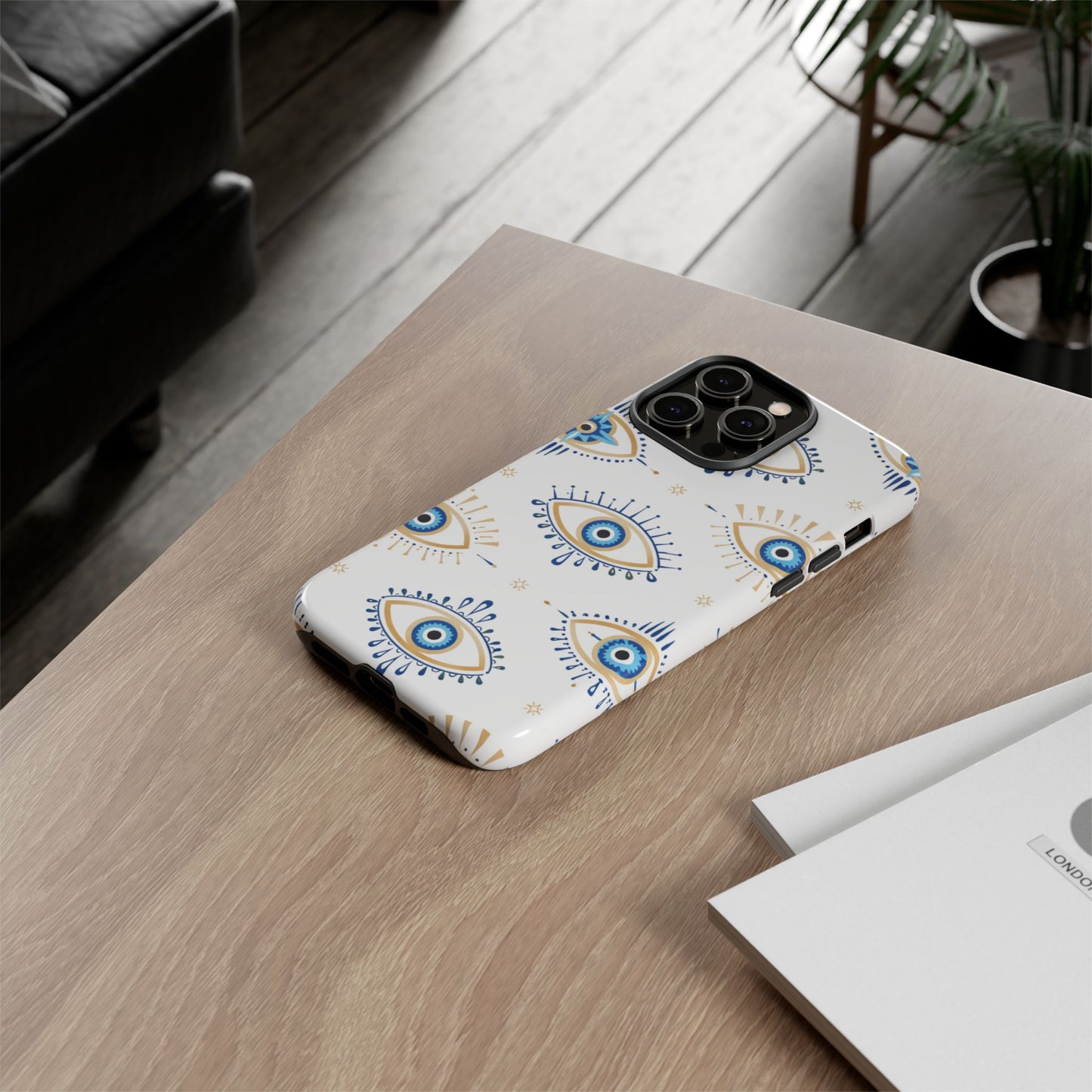 Blue Evil Eye Phone Case – Protective Slim Shockproof Cover for Iphone, Samsung Galaxy and Pixel