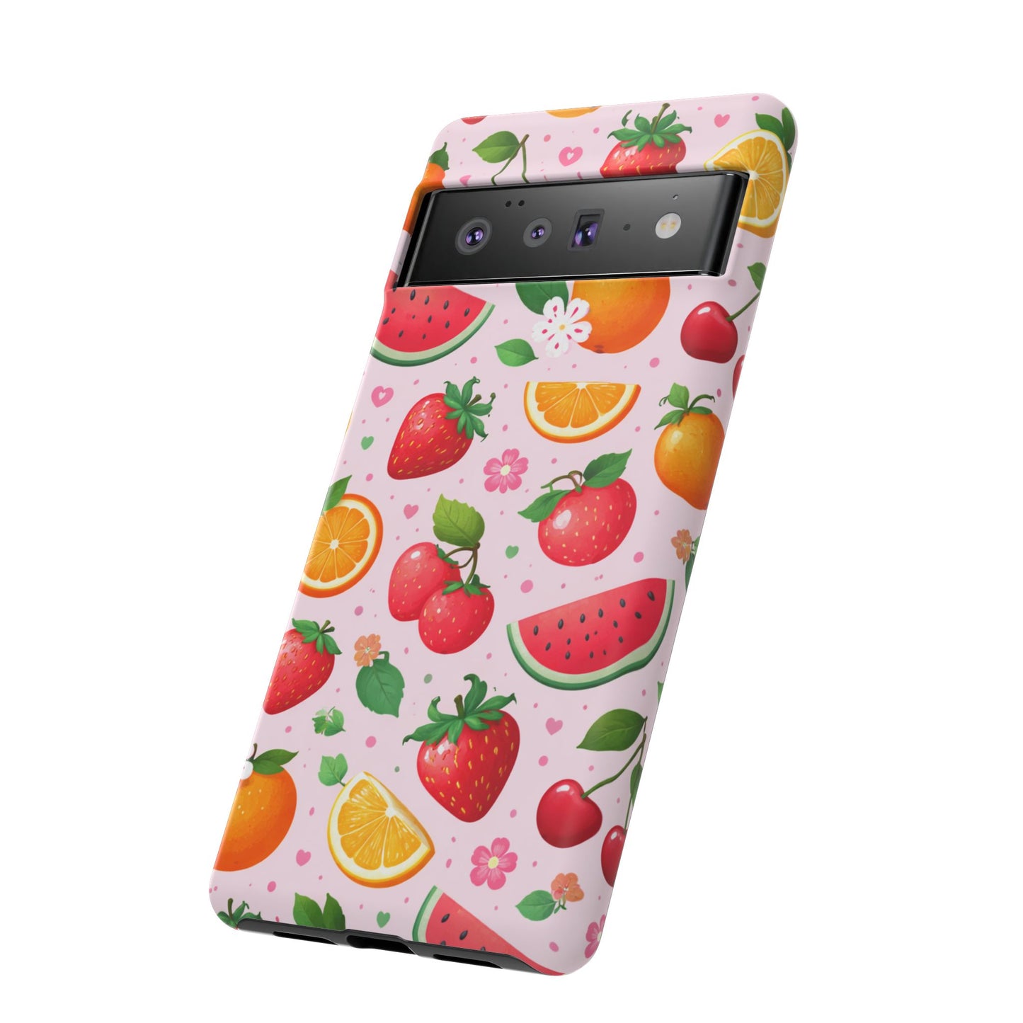 Fruit Phone Case – Tough Shockproof, Strawberry Cherry Citrus Summer Design for Iphone, Samsung Galaxy and Pixel