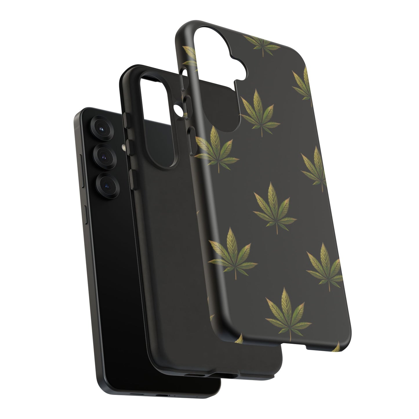 Cannabis Leaf Phone Case Green Weed Leaf Pattern Tough Protective Cover