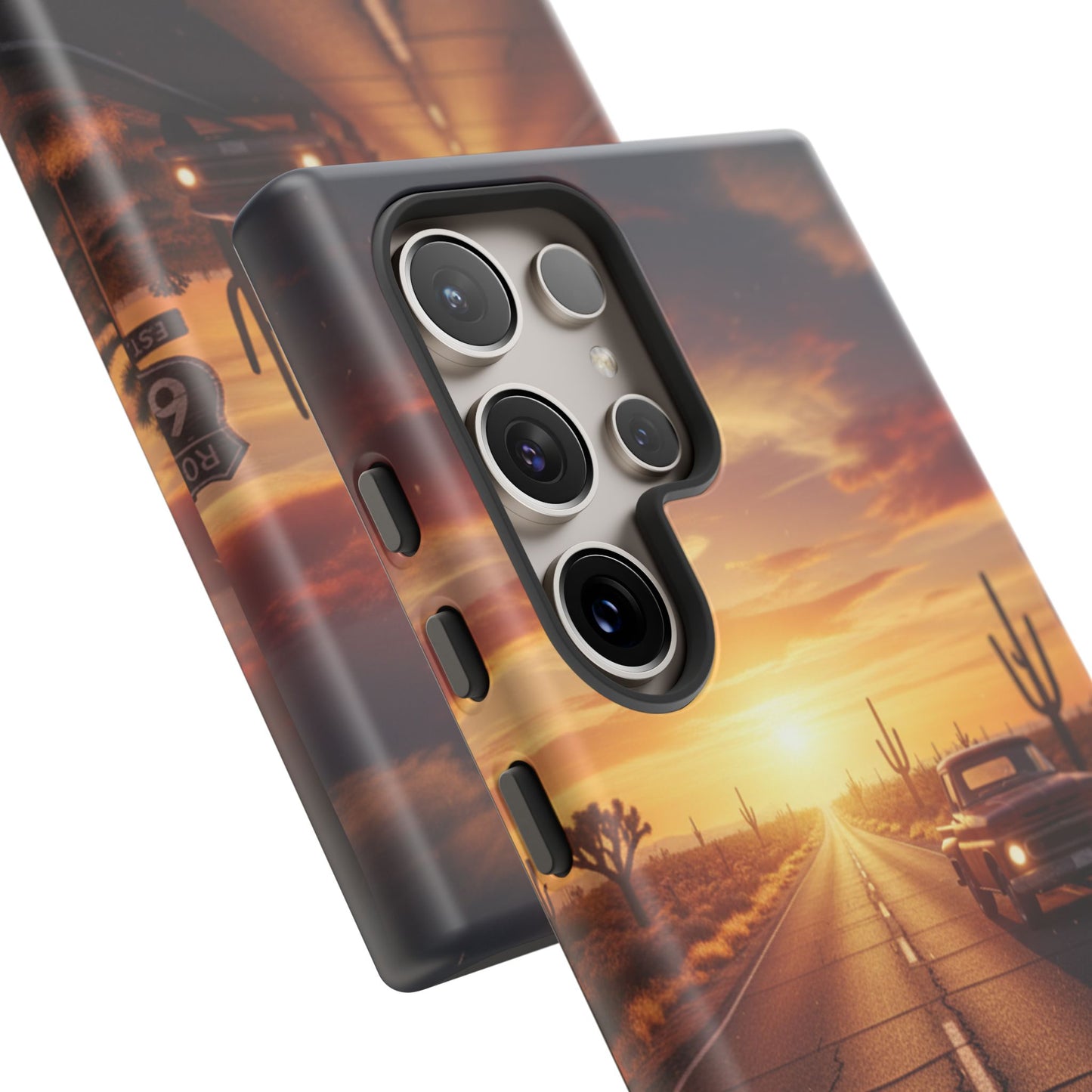 Route 66 Sunset Desert Highway Phone Case – Road Trip Travel Aesthetic Tough Case