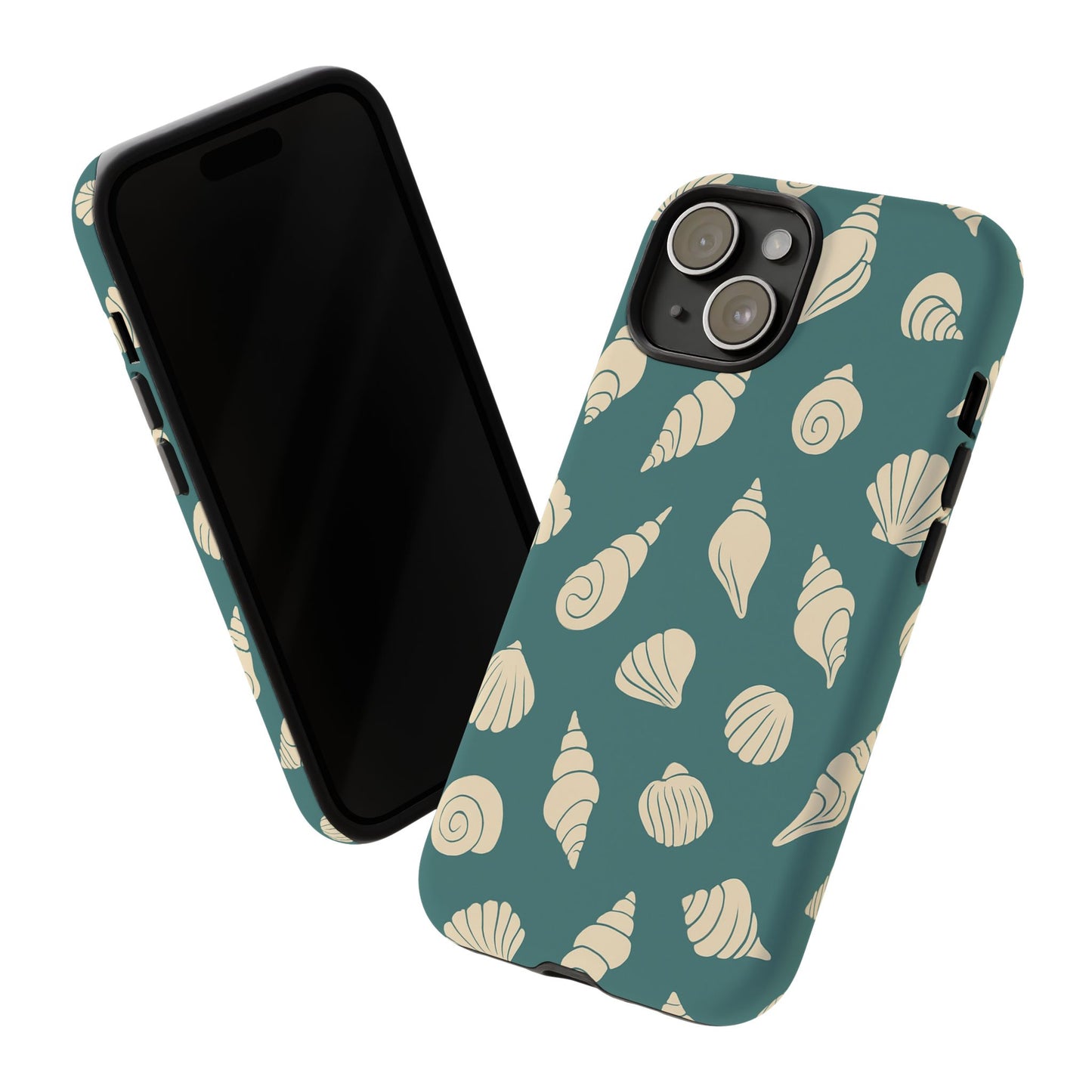 Seashell Pattern Phone Case | Teal Coastal Shells Tough Case for Iphone, Samsung Galaxy and Pixel