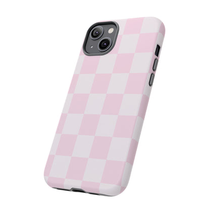 Light Pink Checkerboard Phone Case | Pastel Aesthetic Checkered iPhone & Samsung Tough Case