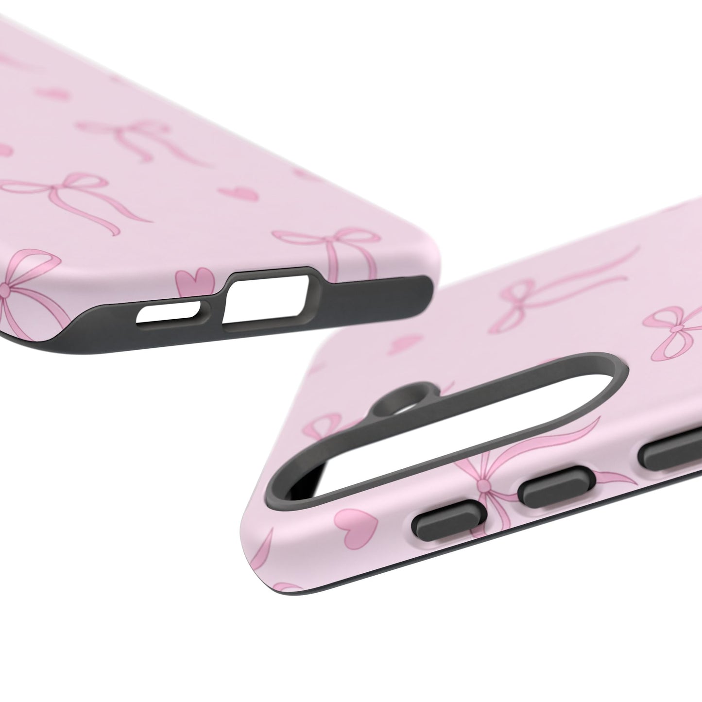 Pink Bow Heart Aesthetic Phone Case – Coquette Cute Tough Cover