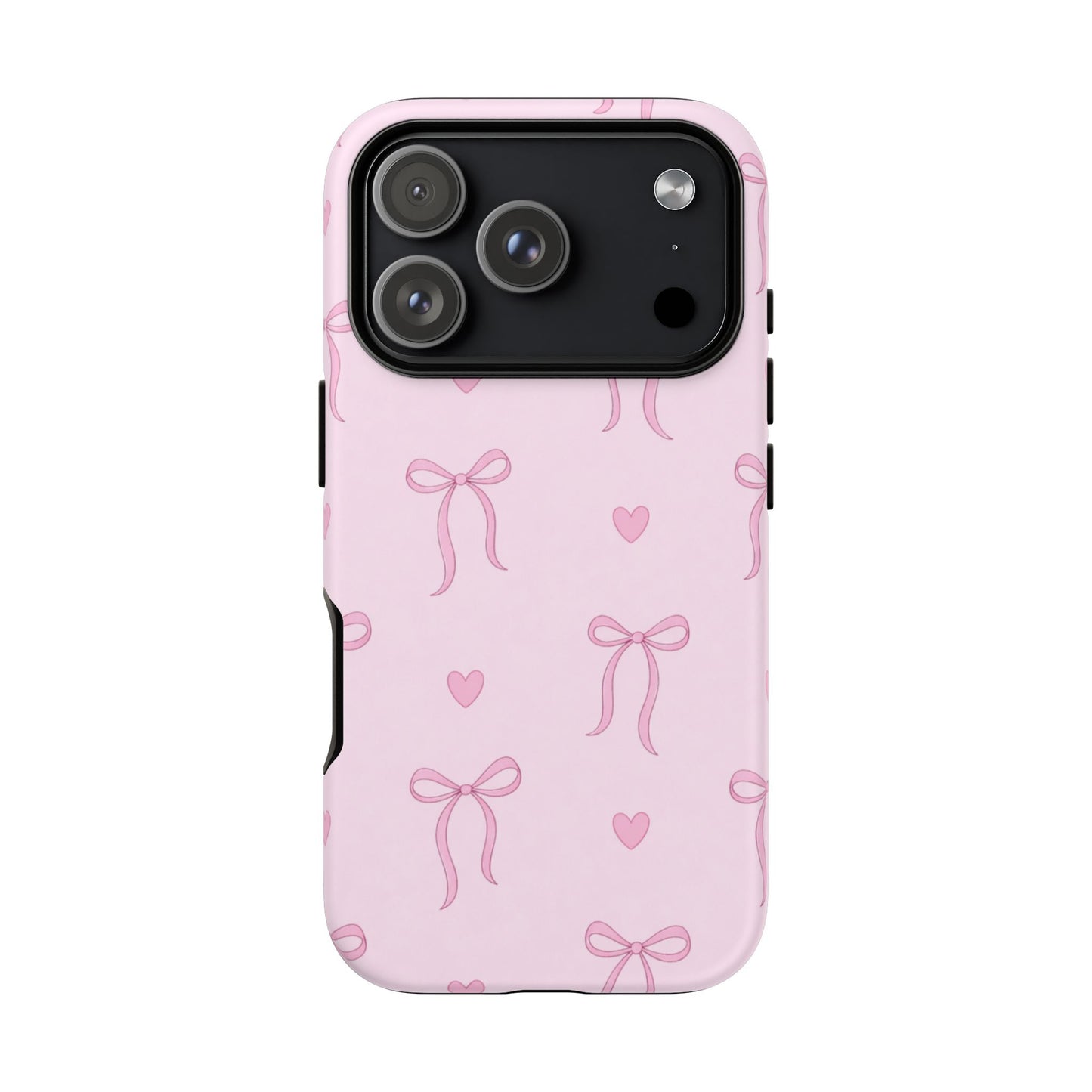 Pink Bow Heart Aesthetic Phone Case – Coquette Cute Tough Cover