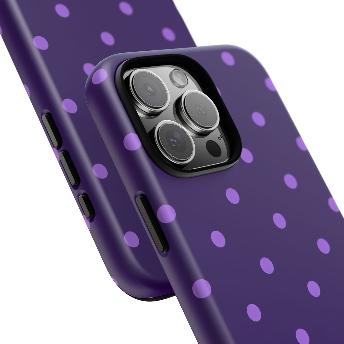 Purple Polka Dot Tough Phone Case – Cute Stylish Durable Protective Cover for Iphone, Samsung Galaxy and Pixel
