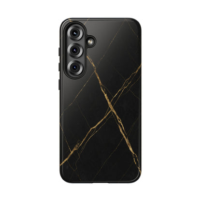Black Marble Phone Case with Gold Veins – Luxury Minimal Aesthetic Tough Case