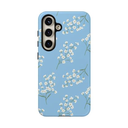 Baby’s Breath Floral Phone Case – Blue Minimal Flower Aesthetic Tough Case